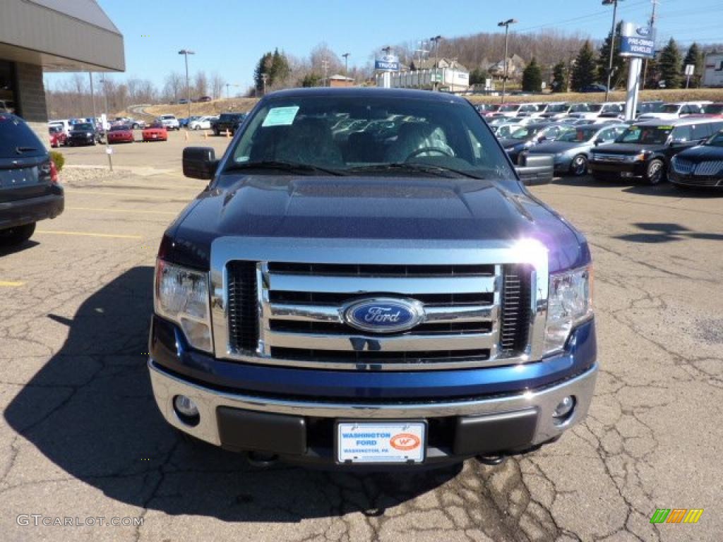 2011 F150 XLT SuperCab 4x4 - Dark Blue Pearl Metallic / Steel Gray photo #7