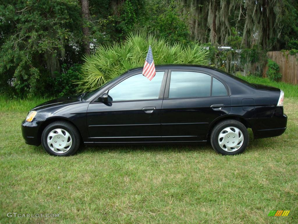 2001 Civic LX Sedan - Nighthawk Black Pearl / Gray photo #3