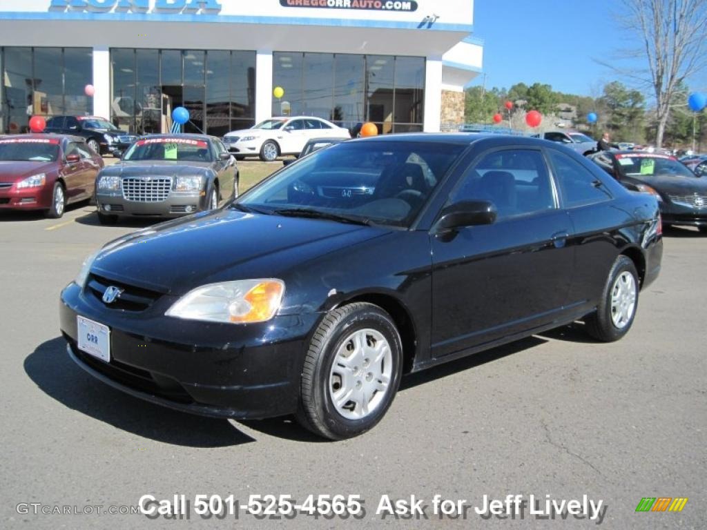 2002 Civic LX Coupe - Nighthawk Black Pearl / Gray photo #1