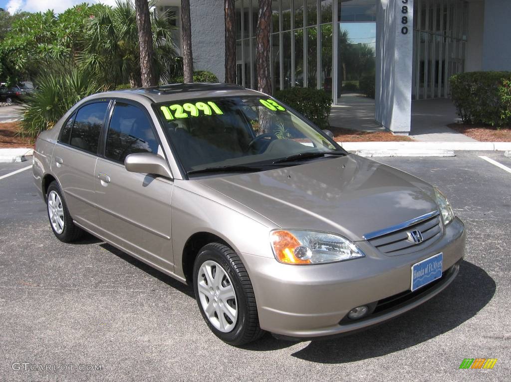 2003 Civic EX Sedan - Shoreline Mist Metallic / Ivory photo #1