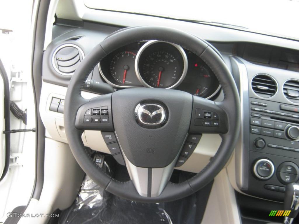 2011 Mazda CX-7 i Sport Sand Steering Wheel Photo #46096958