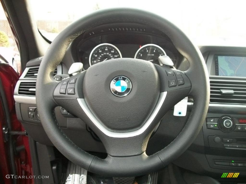 2011 BMW X6 xDrive50i Black Steering Wheel Photo #46096988