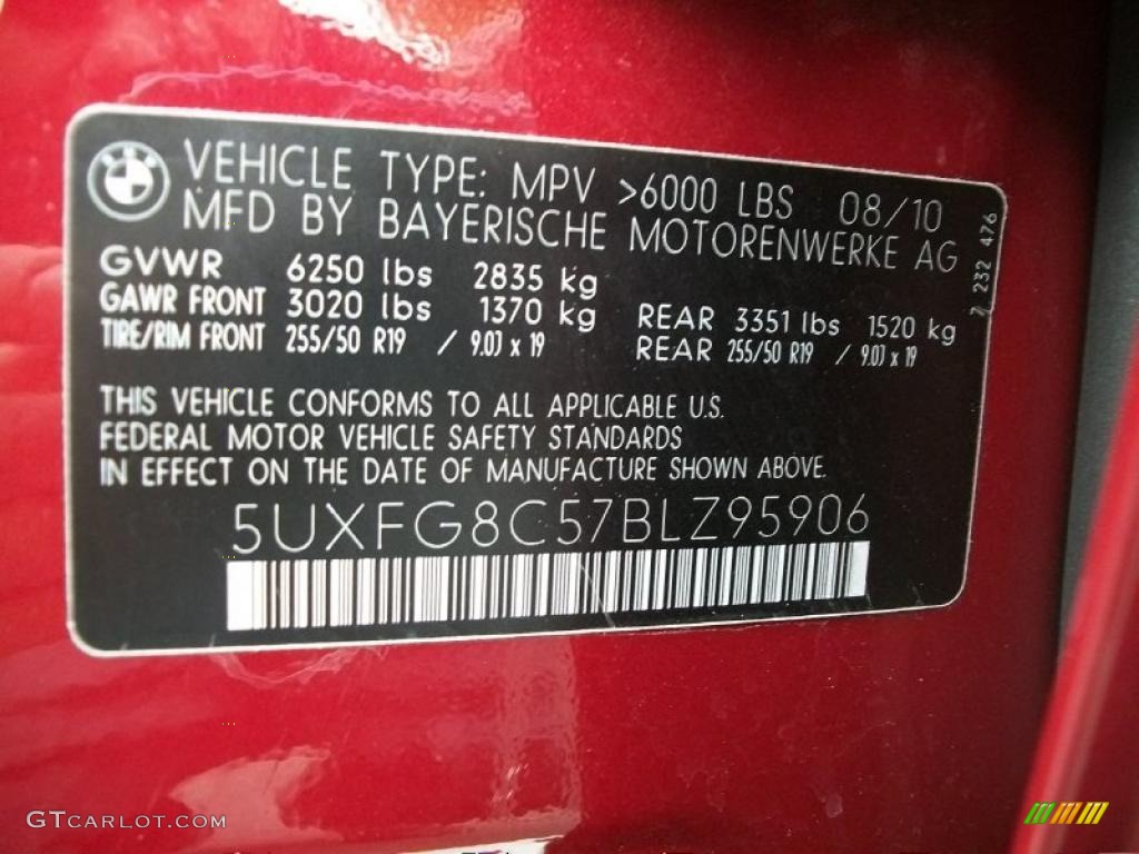 2011 BMW X6 xDrive50i Info Tag Photo #46097171