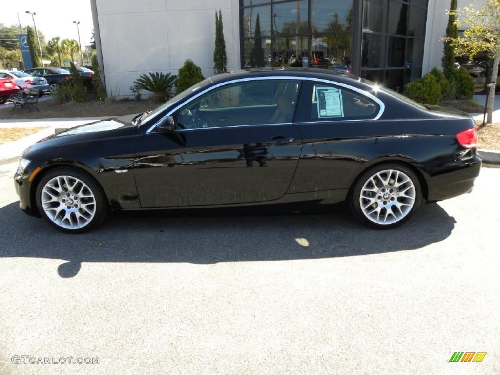 2008 3 Series 328i Coupe - Black Sapphire Metallic / Cream Beige photo #2