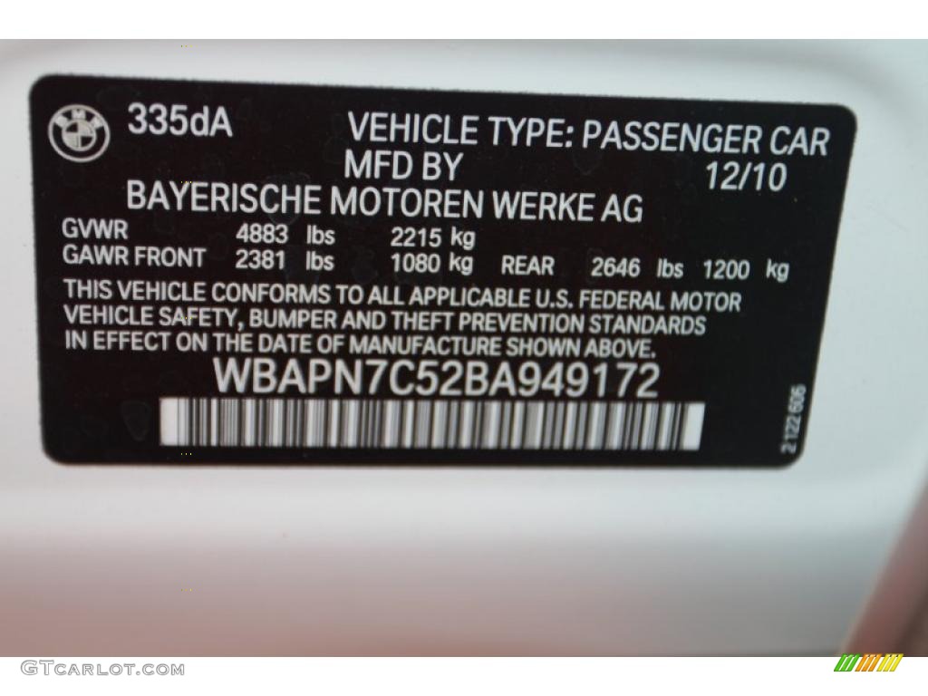 2011 3 Series 335d Sedan - Alpine White / Beige photo #6