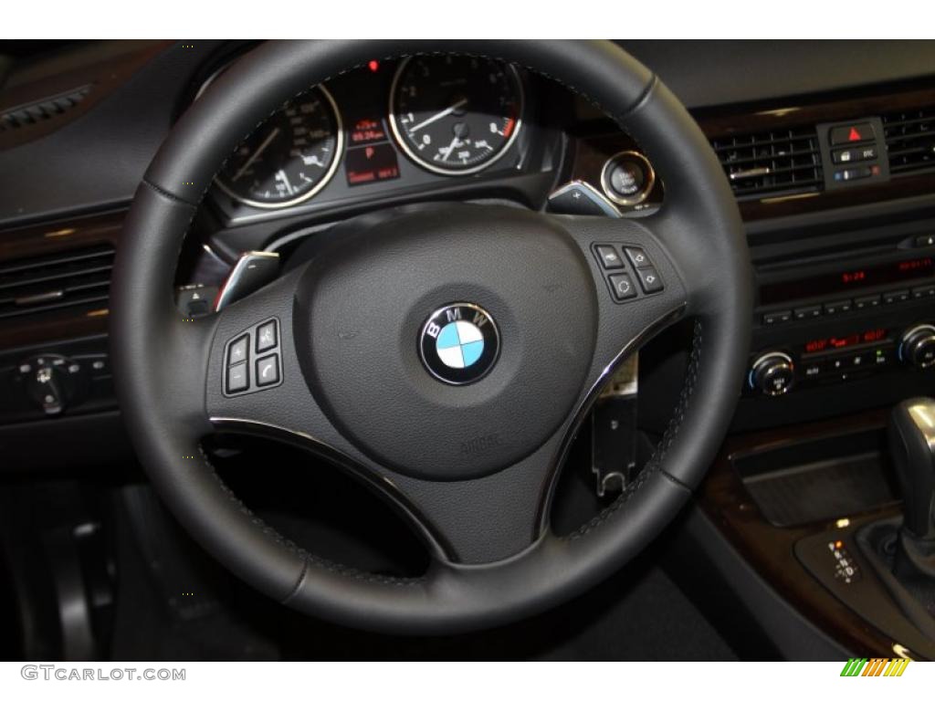 2011 BMW 3 Series 335i Convertible Black Steering Wheel Photo #46102646