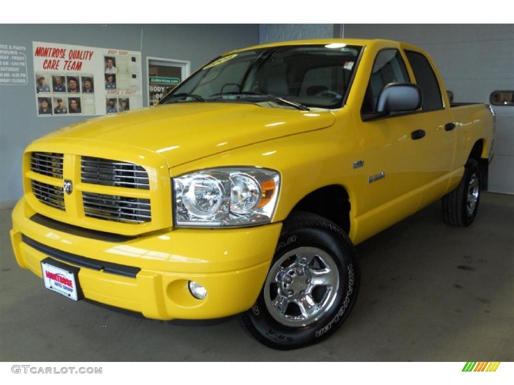 2008 Ram 1500 Sport Quad Cab 4x4 - Detonator Yellow / Medium Slate Gray photo #1