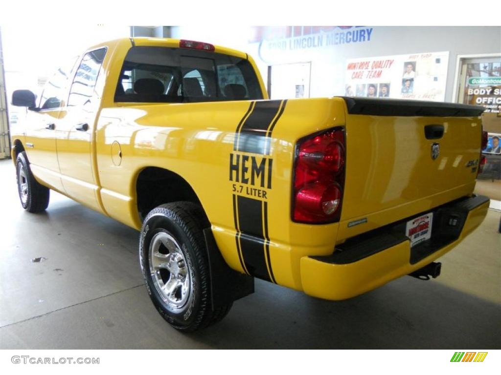 2008 Ram 1500 Sport Quad Cab 4x4 - Detonator Yellow / Medium Slate Gray photo #3