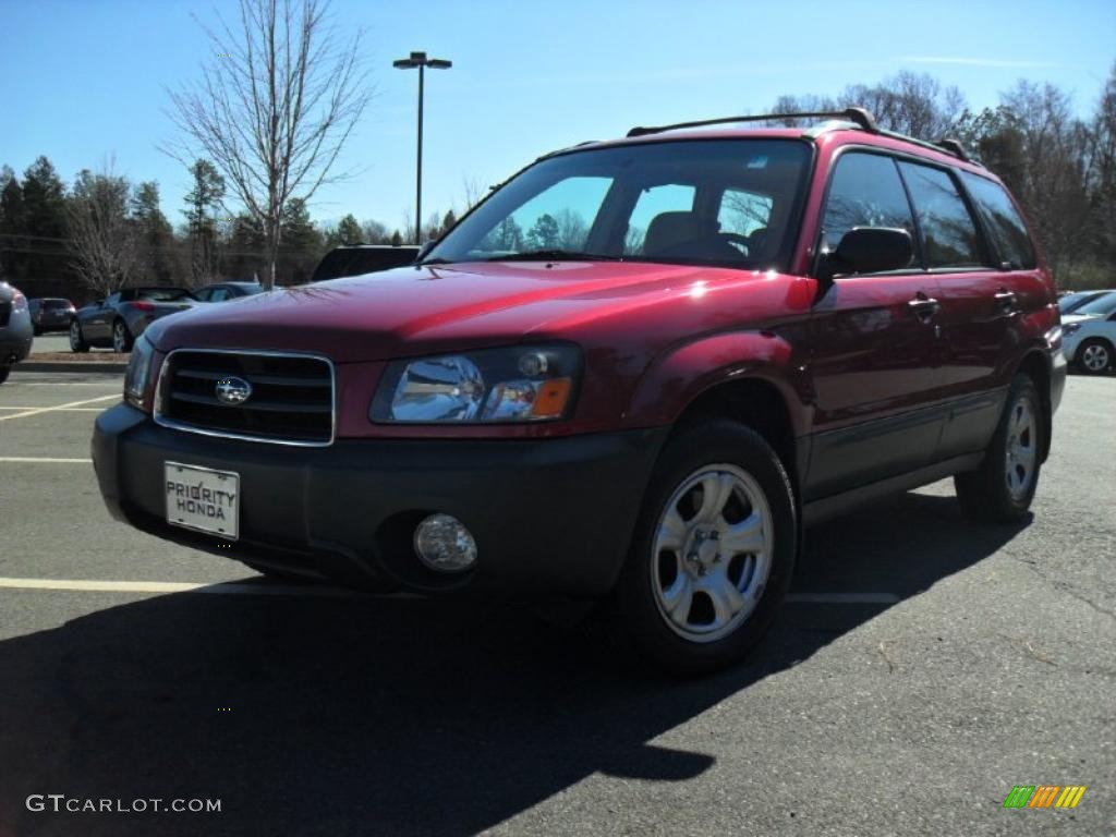 2003 Forester 2.5 X - Cayenne Red Pearl / Beige photo #1