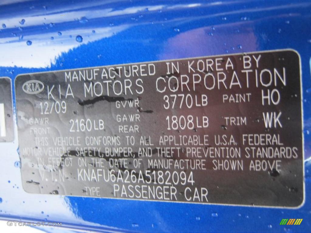 2010 Forte Koup Color Code H0 for Corsa Blue Photo #46119455