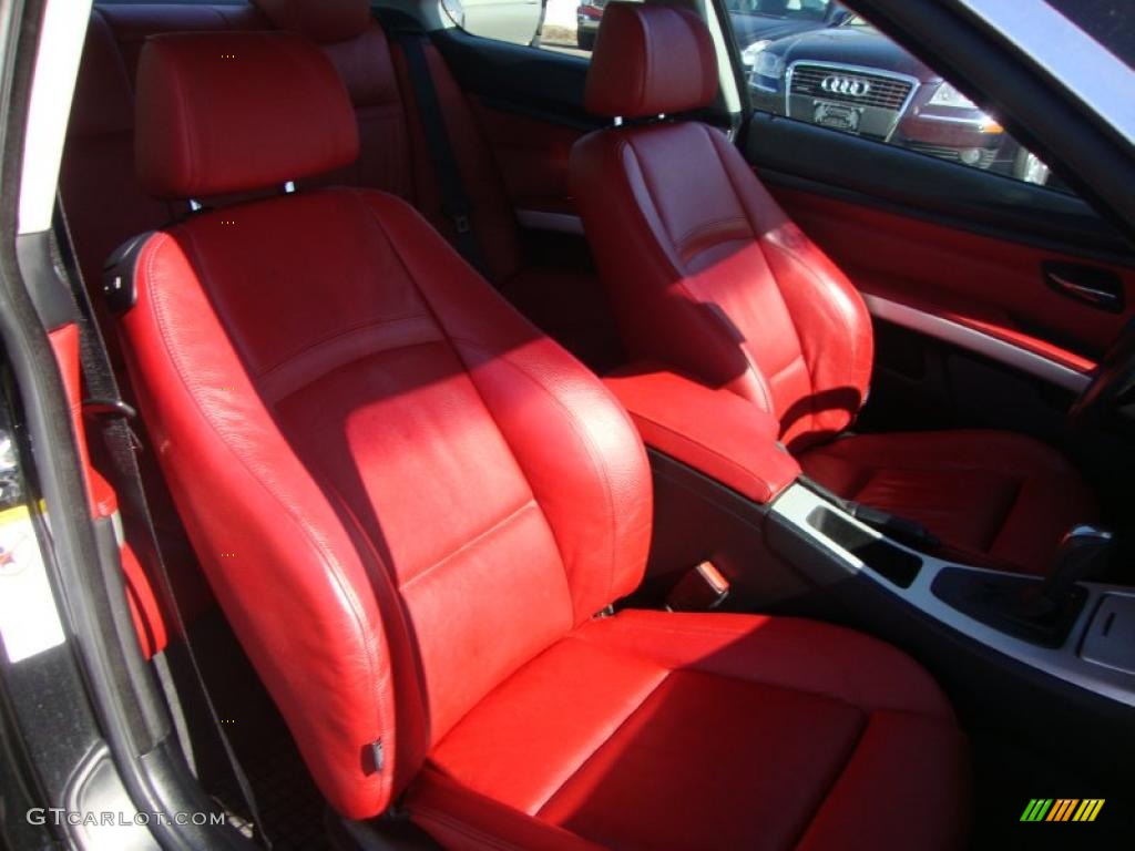 2008 3 Series 328xi Coupe - Jet Black / Coral Red/Black photo #6