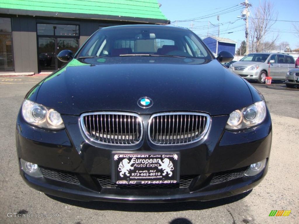 2008 3 Series 328xi Coupe - Jet Black / Coral Red/Black photo #7