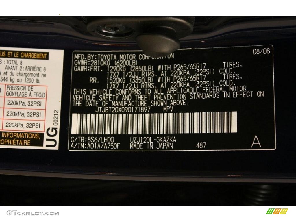 2009 GX Color Code 8S6 for Nautical Blue Metallic Photo #46127484