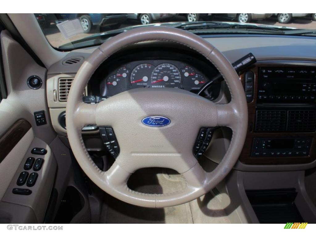 2004 Ford Explorer Eddie Bauer 4x4 Medium Parchment Steering Wheel Photo #46128832