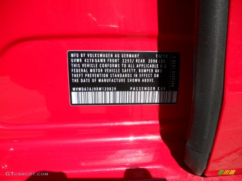 2011 Volkswagen Golf 4 Door Info Tag Photo #46130863