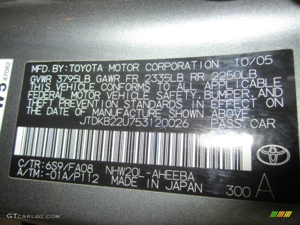 2005 Prius Color Code 6S9 for Tideland Gray Green Pearl Photo #46131772