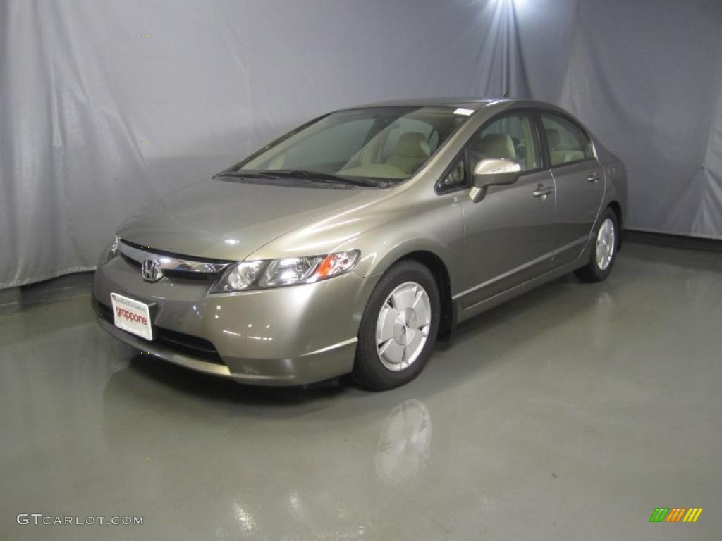 2008 Civic Hybrid Sedan - Galaxy Gray Metallic / Ivory photo #1