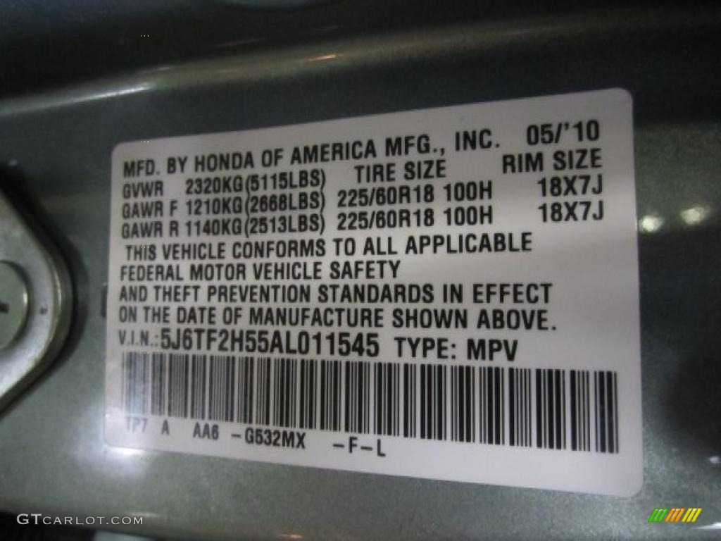 2010 Accord Color Code G532MX for Opal Sage Metallic Photo #46134250