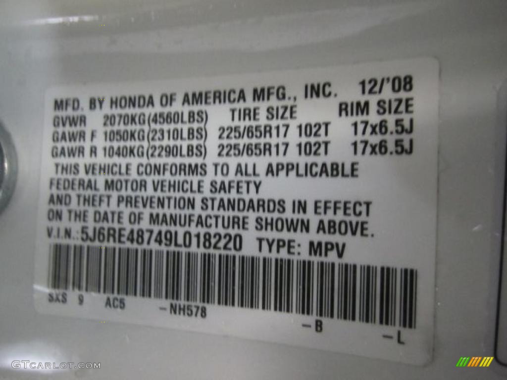2009 CR-V EX-L 4WD - Taffeta White / Black photo #8