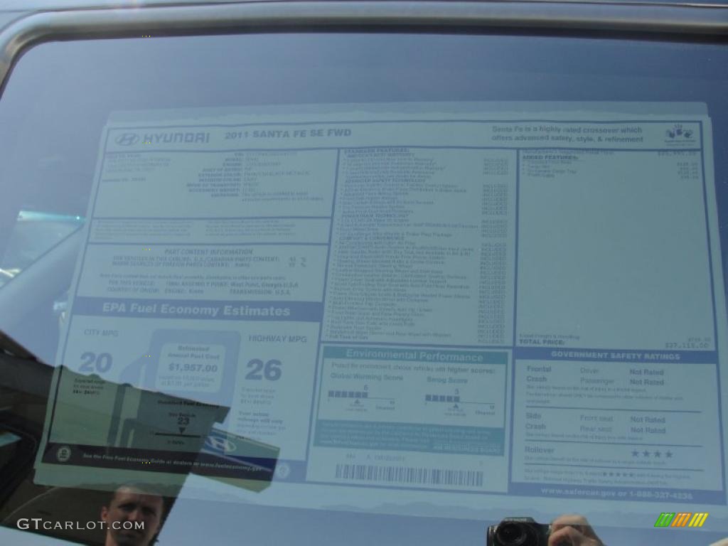 2011 Hyundai Santa Fe SE Window Sticker Photo #46138096