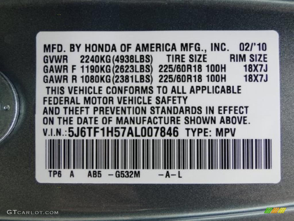 2010 Accord Color Code G532M for Opal Sage Metallic Photo #46138687
