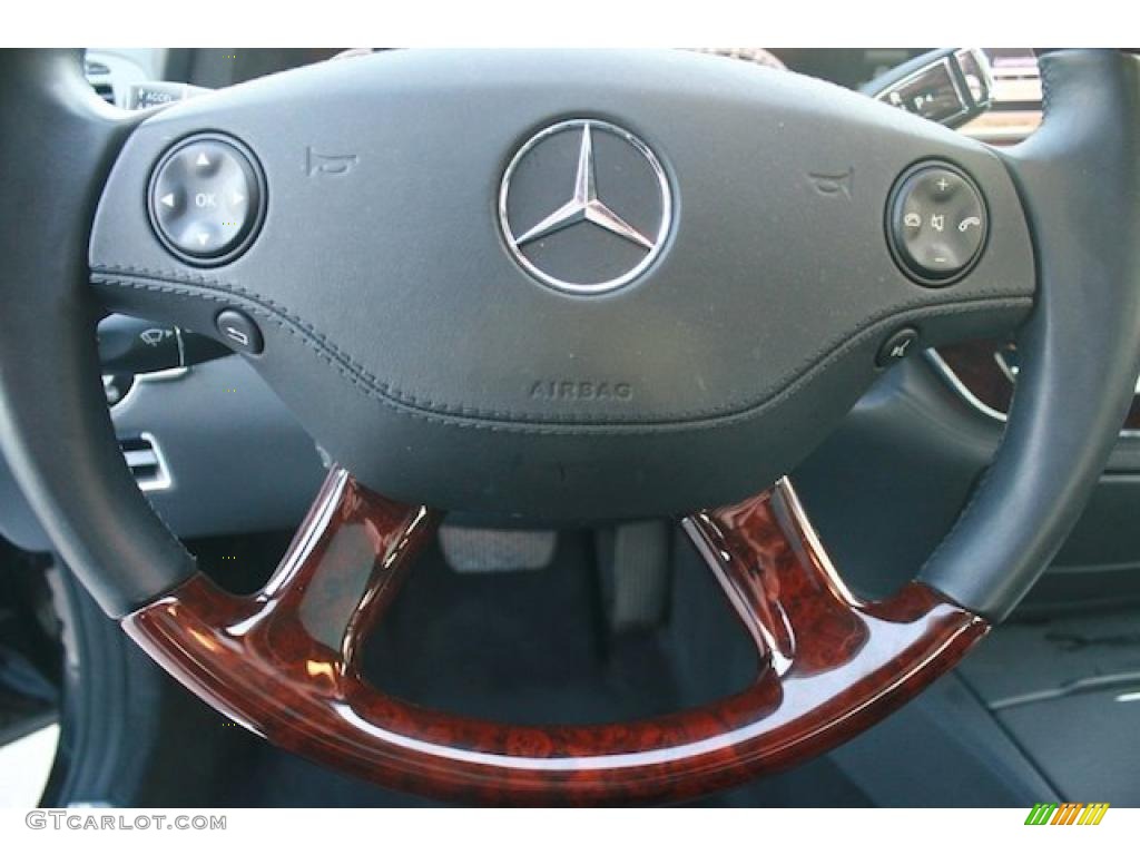 2007 Mercedes-Benz S 600 Sedan Black Steering Wheel Photo #46141804