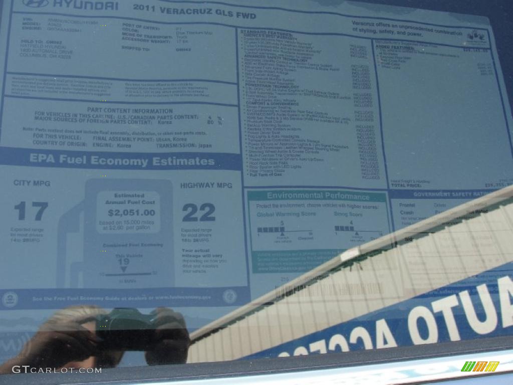 2011 Hyundai Veracruz GLS Window Sticker Photos