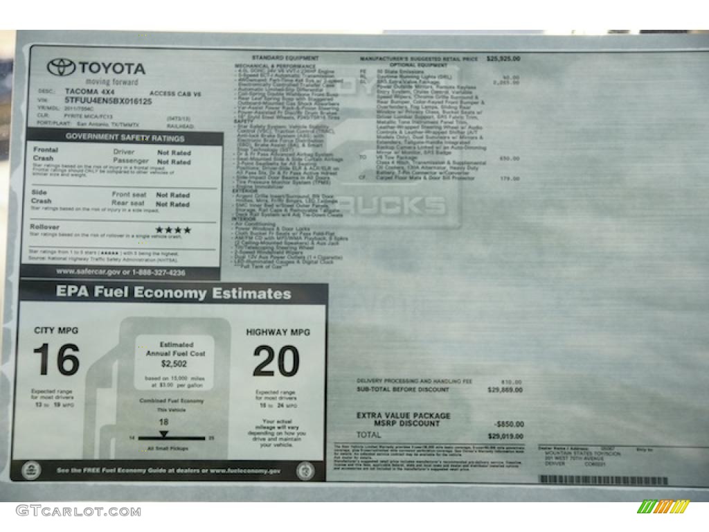 2011 Tacoma V6 SR5 Access Cab 4x4 - Pyrite Mica / Graphite Gray photo #10