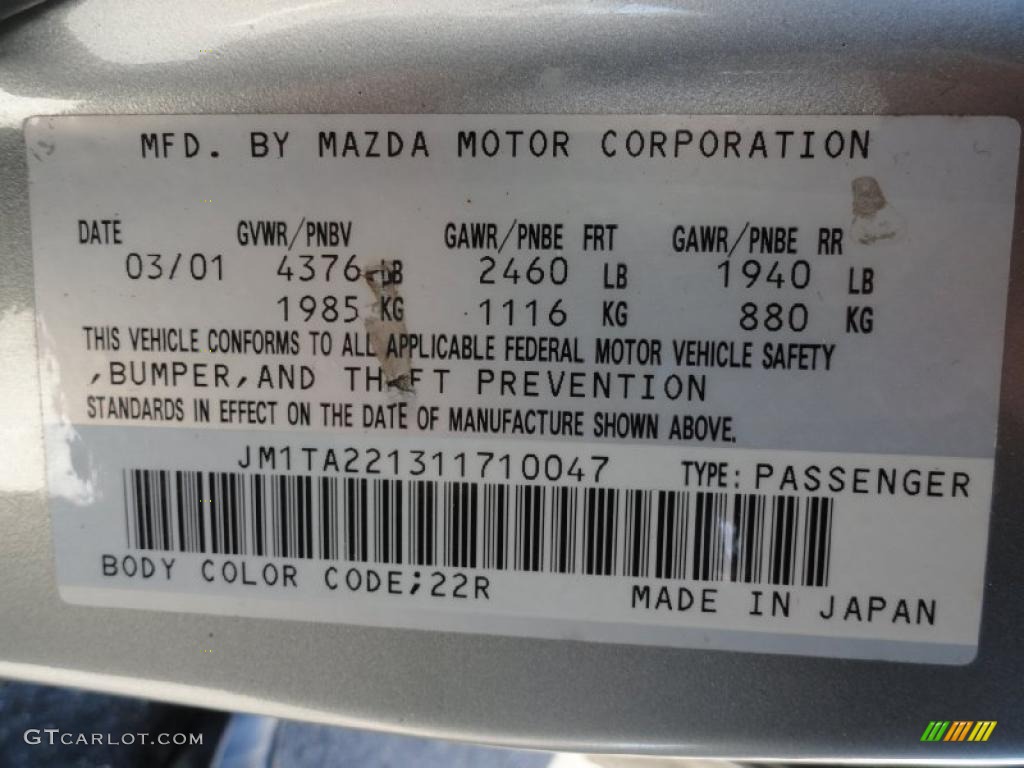 2001 Mazda Millenia Premium Color Code Photos