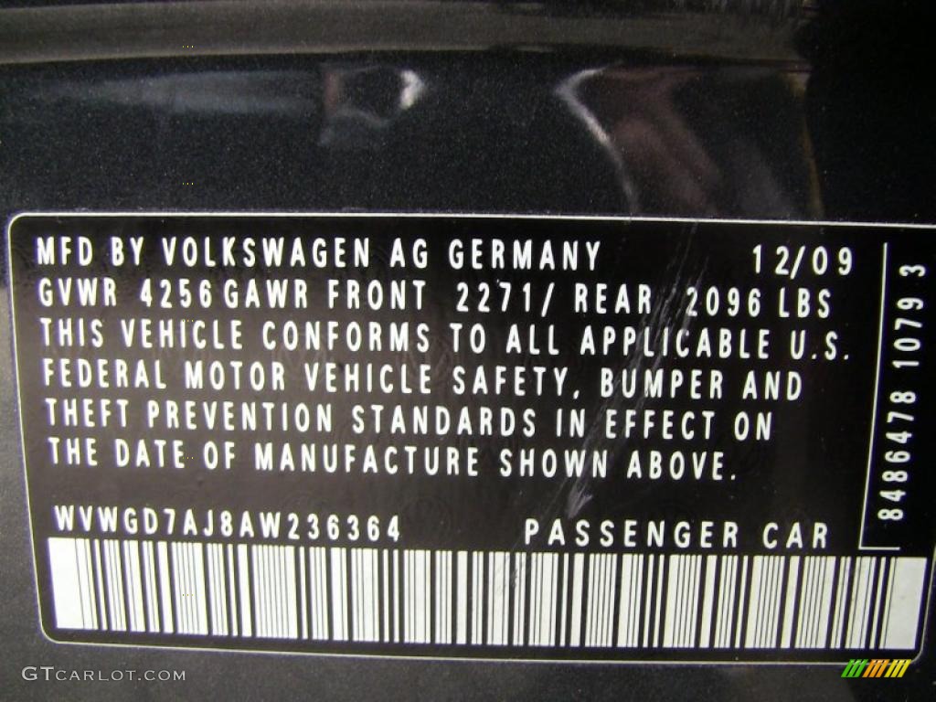 2010 Volkswagen GTI 4 Door Info Tag Photo #46148064