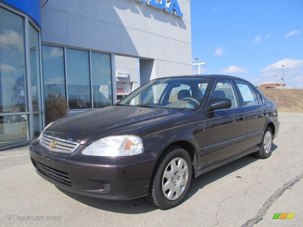 2000 Civic LX Sedan - Vintage Plum / Beige photo #2