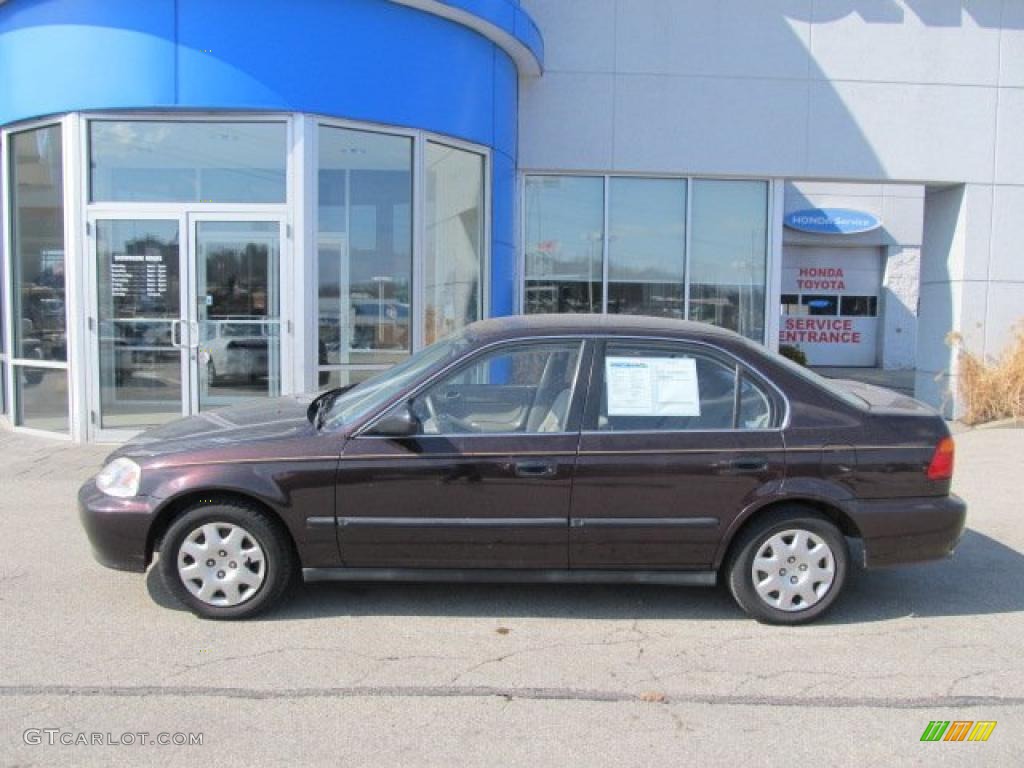 2000 Civic LX Sedan - Vintage Plum / Beige photo #3