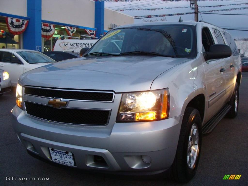 2010 Suburban LS 4x4 - Sheer Silver Metallic / Ebony photo #1