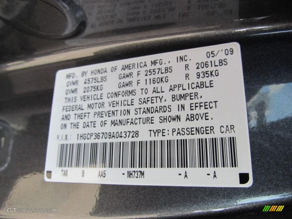 2009 Accord Color Code NH737M for Polished Metal Metallic Photo #46165621