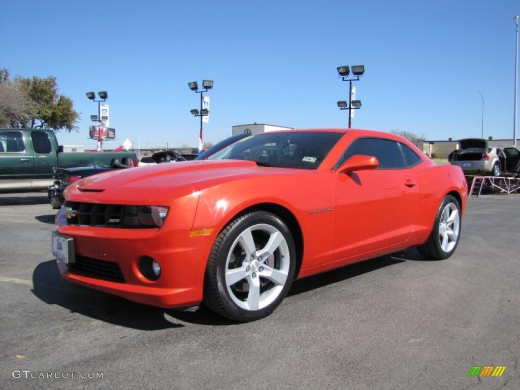 Inferno Orange Metallic 2010 Chevrolet Camaro SS Coupe Exterior Photo #46173500