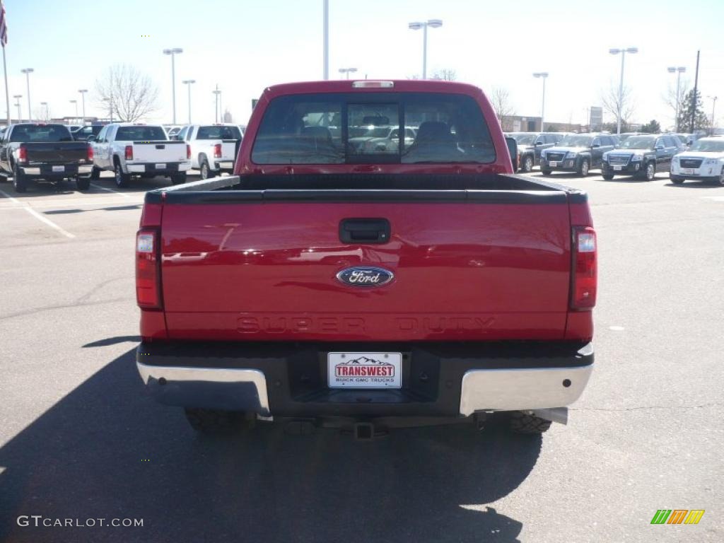 2008 F250 Super Duty Lariat Crew Cab 4x4 - Red / Camel photo #4