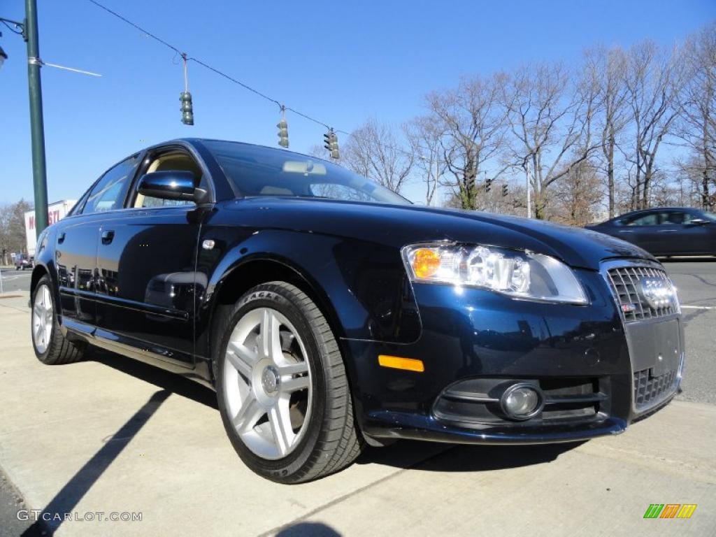 2008 A4 2.0T quattro S-Line Sedan - Deep Sea Blue Pearl Effect / Beige photo #6