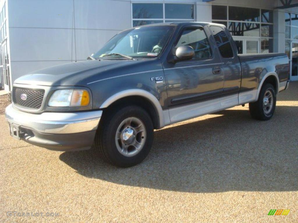 2002 F150 Lariat SuperCab - Dark Shadow Grey Metallic / Medium Graphite photo #2