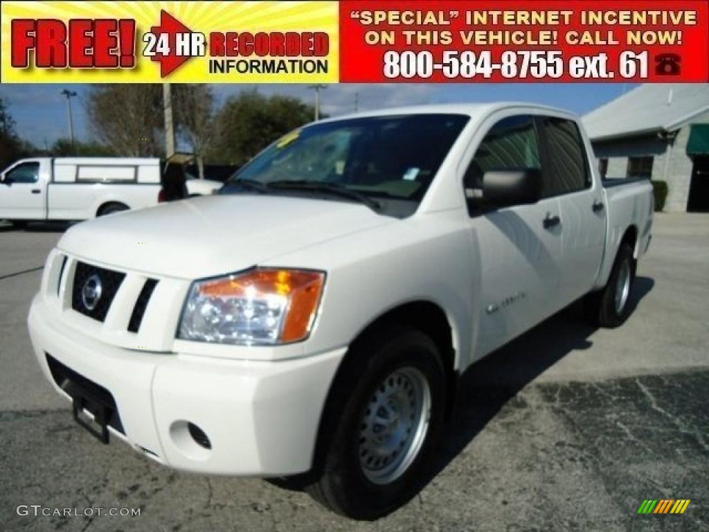 2008 Titan XE Crew Cab - Blizzard White / Almond photo #1