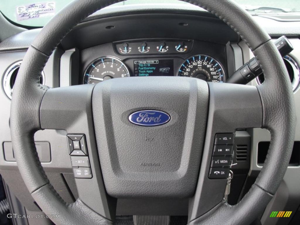 2011 Ford F150 XLT SuperCrew Steel Gray Steering Wheel Photo #46202255