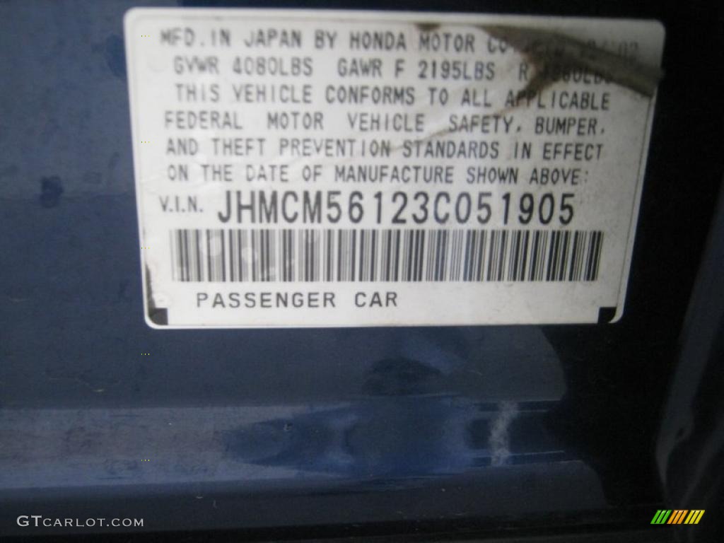 2003 Accord DX Sedan - Eternal Blue Pearl / Gray photo #21