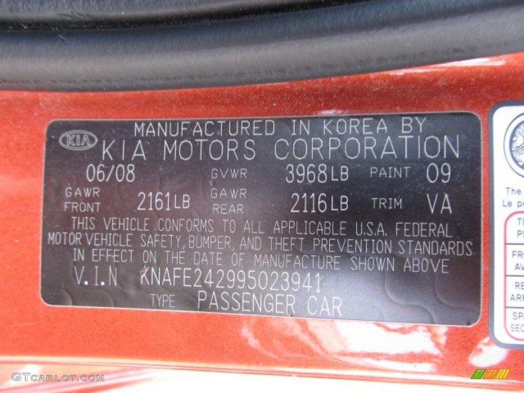 2009 Kia Spectra 5 SX Wagon Color Code Photos