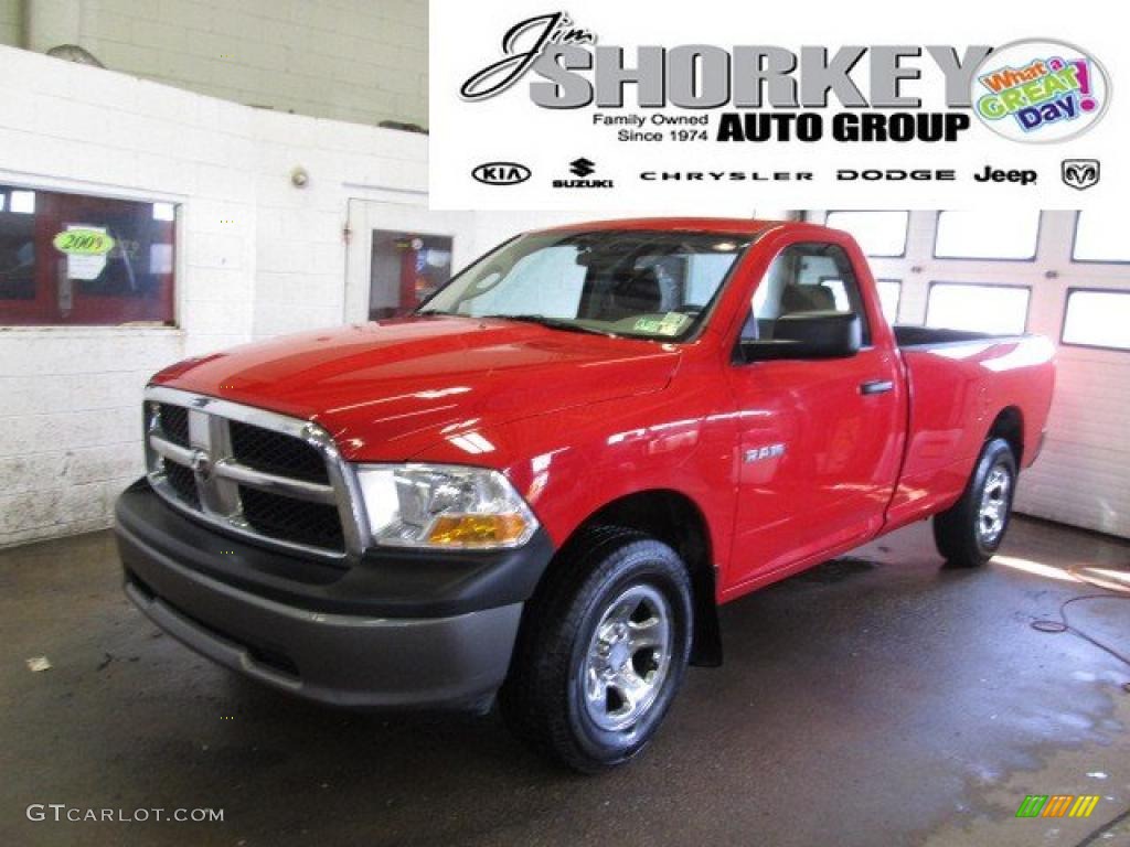 2009 Ram 1500 ST Regular Cab 4x4 - Flame Red / Dark Slate/Medium Graystone photo #1