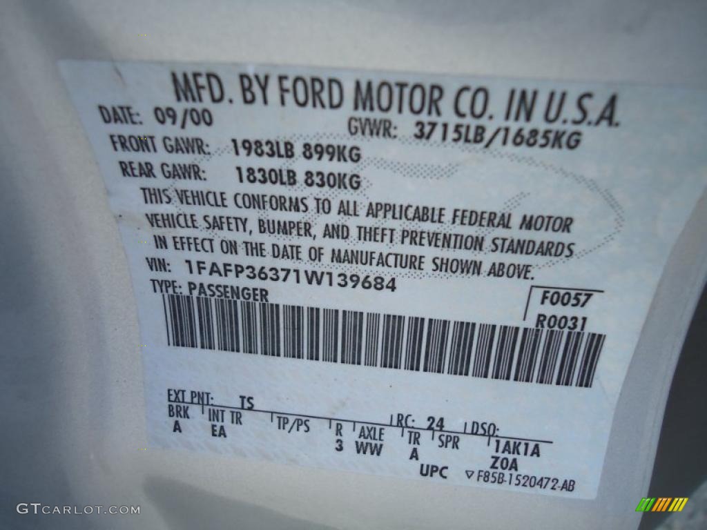 2001 Focus Color Code TS for CD Silver Metallic Photo #46208186