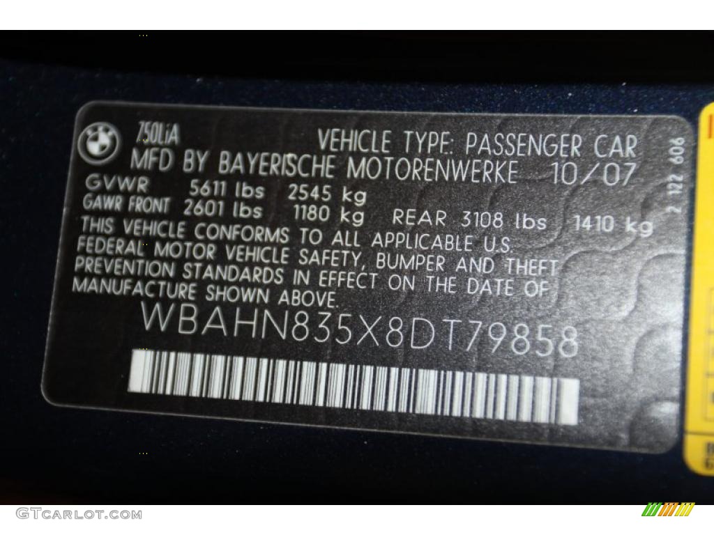 2008 7 Series 750Li Sedan - Monaco Blue Metallic / Cream Beige photo #8