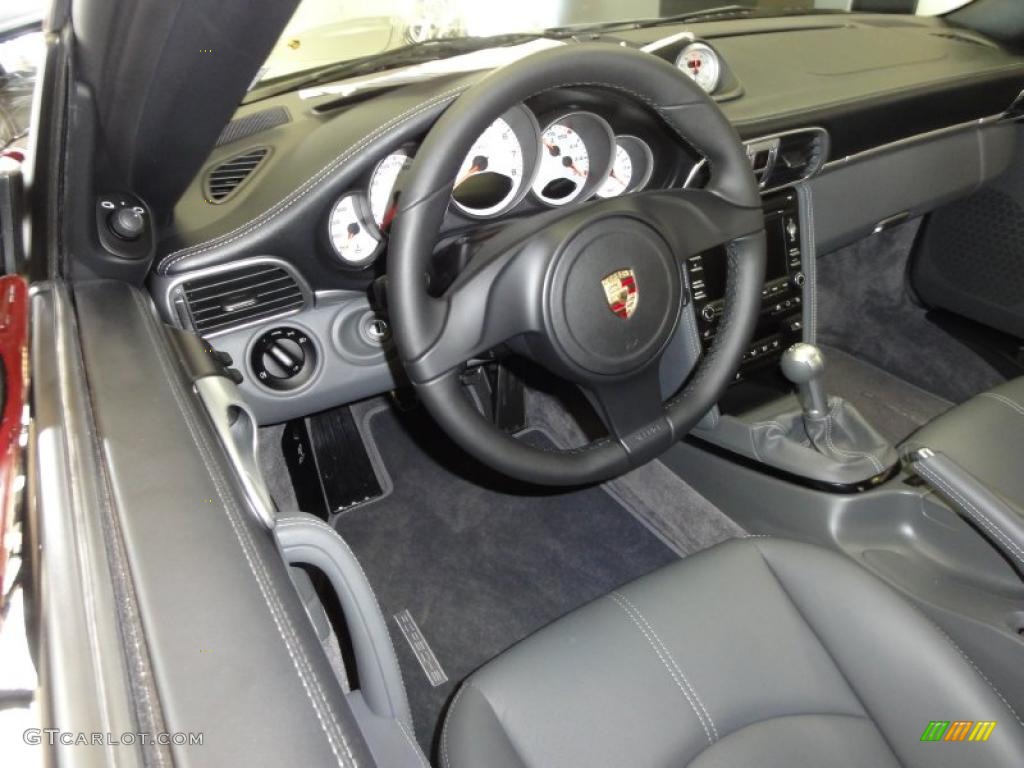 Black/Stone Grey Interior 2011 Porsche 911 Turbo Coupe Photo #46208432