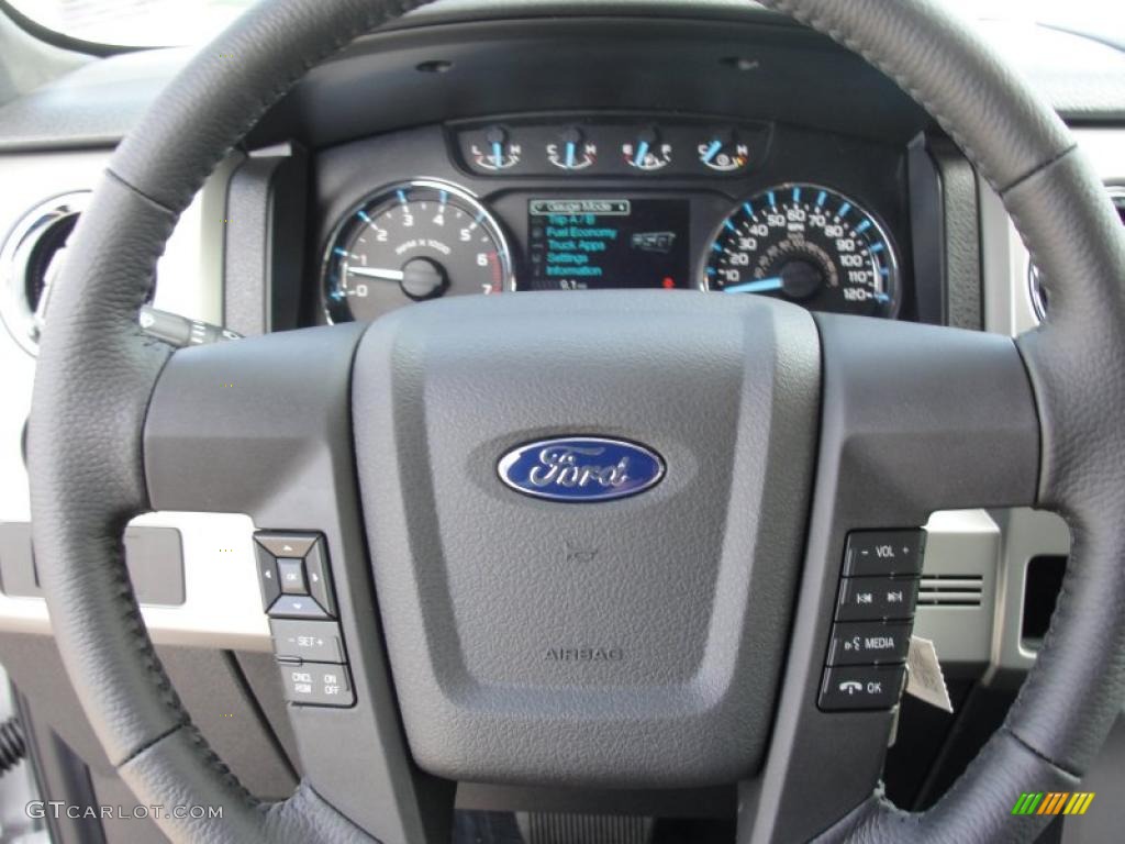 2011 Ford F150 FX2 SuperCab Black Steering Wheel Photo #46211390