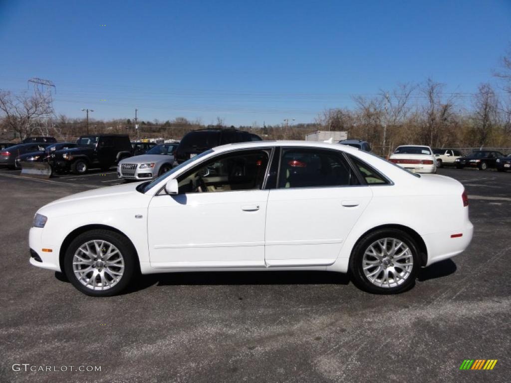 2008 A4 2.0T quattro S-Line Sedan - Ibis White / Beige photo #11