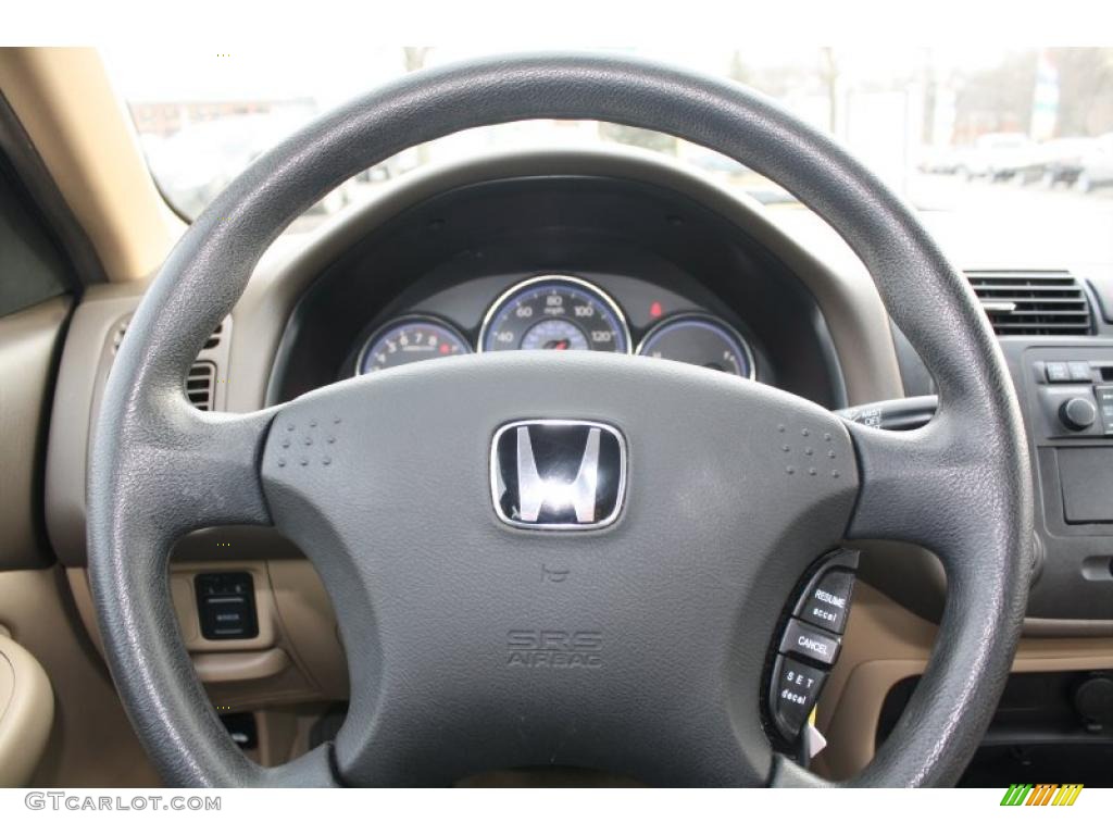 2005 Honda Civic LX Sedan Ivory Steering Wheel Photo #46224578