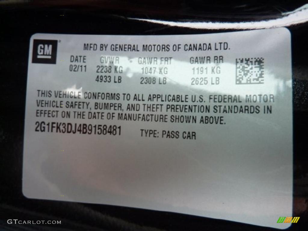 2011 Chevrolet Camaro SS/RS Convertible Info Tag Photo #46226663